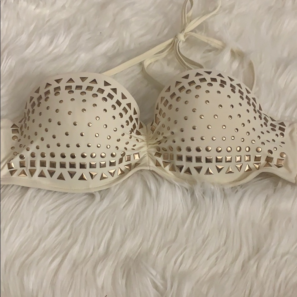 Cream bandeau bikini. L top. M bottom.